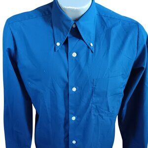 Vintage Men's Oxford Shirt Medium 1970's Button-Up Lawyer Preppy Indie Band BLue